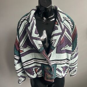 Geometric Patterned Blazer - Multicolor